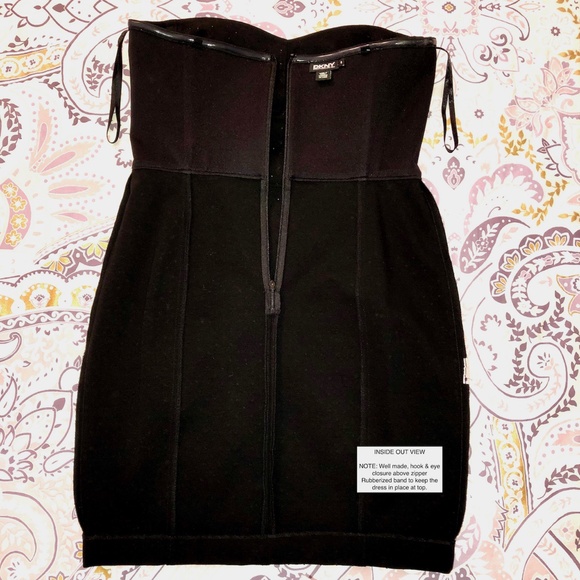 DKNY Black Strapless Cocktail Party Club Dance Mini Dress, Crystal Detail Size 8 - Picture 14 of 16